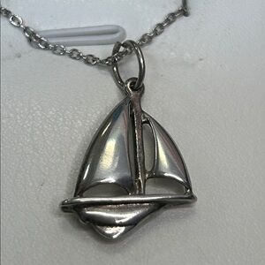 Elegant Silver Sailboat Pendant Necklace. 373839/306660